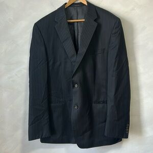 Ralph Lauren 100% wool Black Pinstripe Classic Fit Suit Jacket Blazer Sports 46L